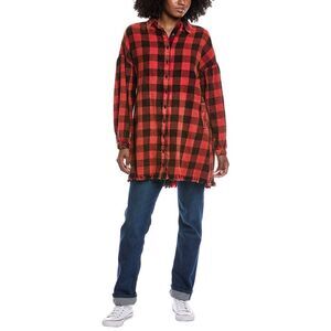 Nu Vintage Womens  Flannel Shirt, Orange